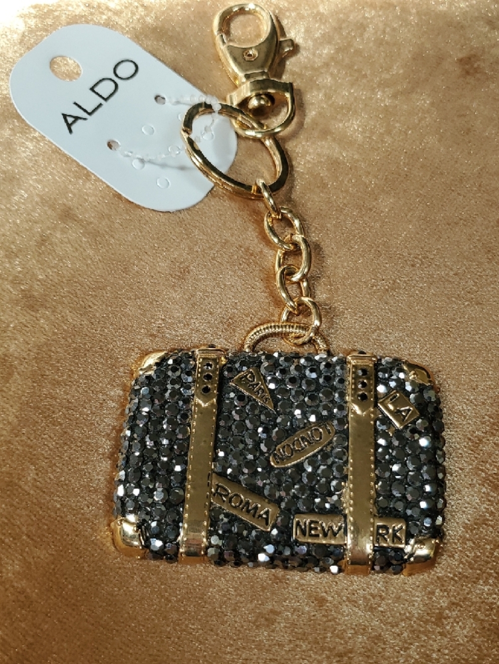 ALDO Gold and Black Crystal Travel Suitcase Keychain - Picture 5 of 7